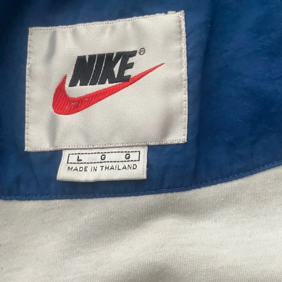 Rare Vintage Nike Jacket Men’s Large 90s Big Center Swoosh Zip Blue Windbreaker - Picture 8 of 16